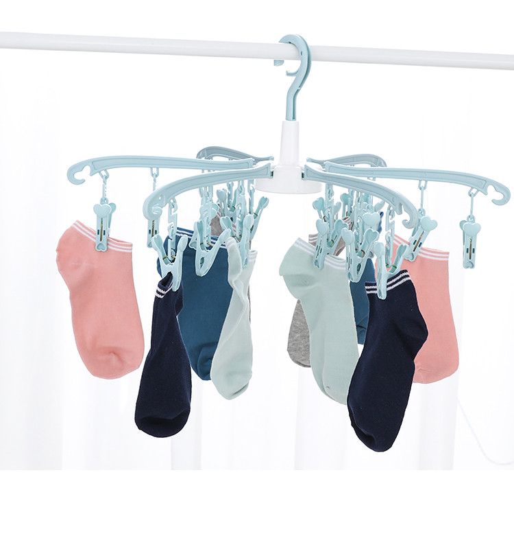 创意折叠多夹子衣架婴儿夹袜子挂衣架衣服架子袜子晾衣架晒衣架