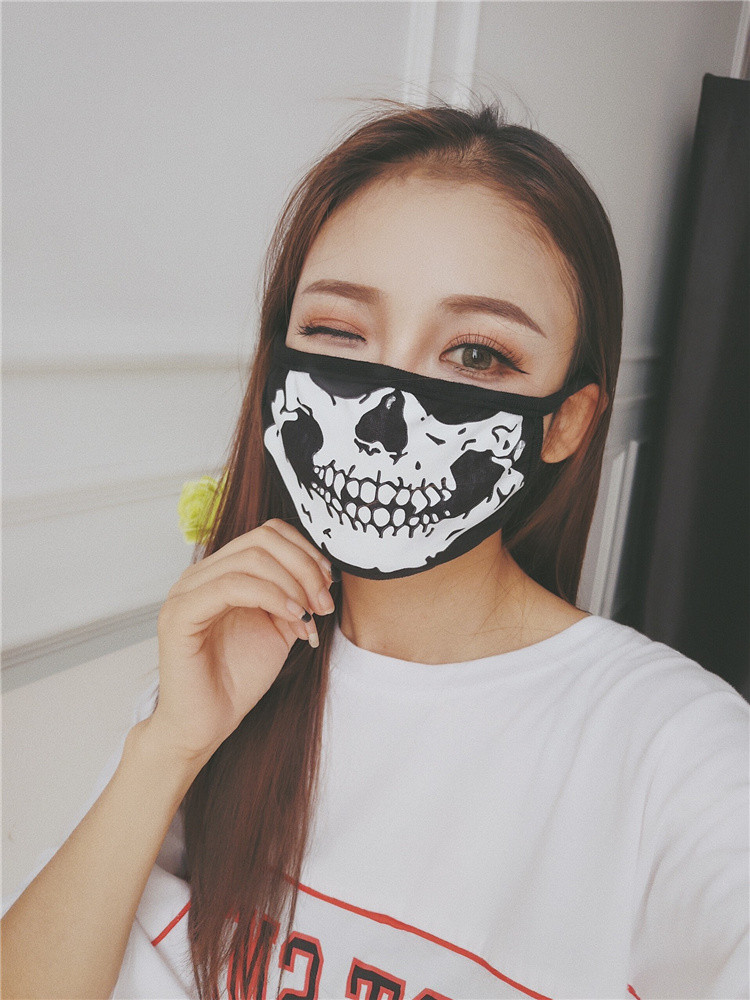 时尚个性潮款口罩骷髅口罩防风保暖护脸半脸口罩男女黑色