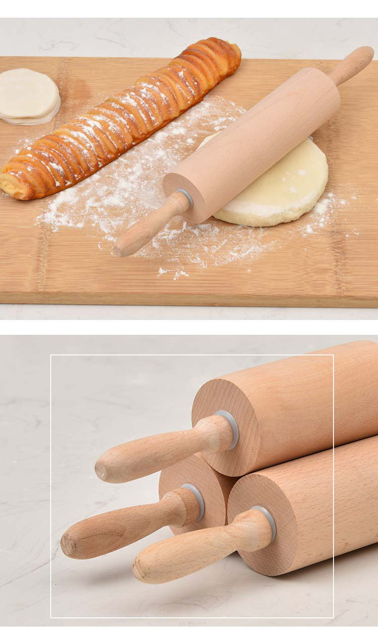 木质擀面杖无漆无蜡榉木滚轴擀面棍饺子皮压面棍烘焙工具