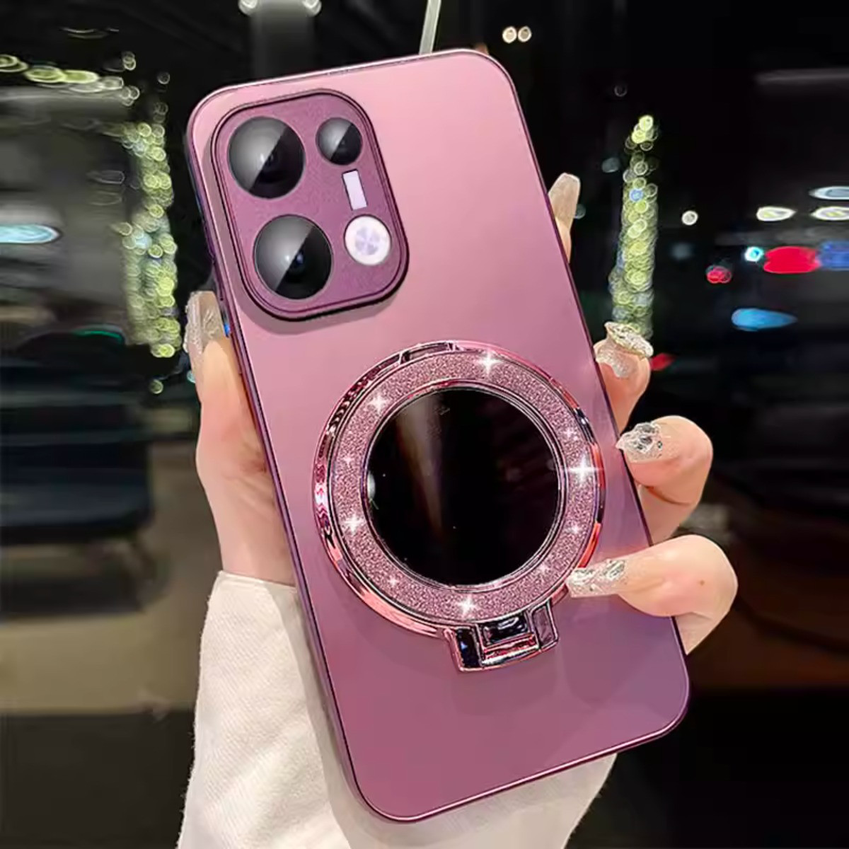 AIKS 磁吸支架适用OPPO-Reno13/12/10/9Pro手机壳磨砂玻璃闪粉镜子