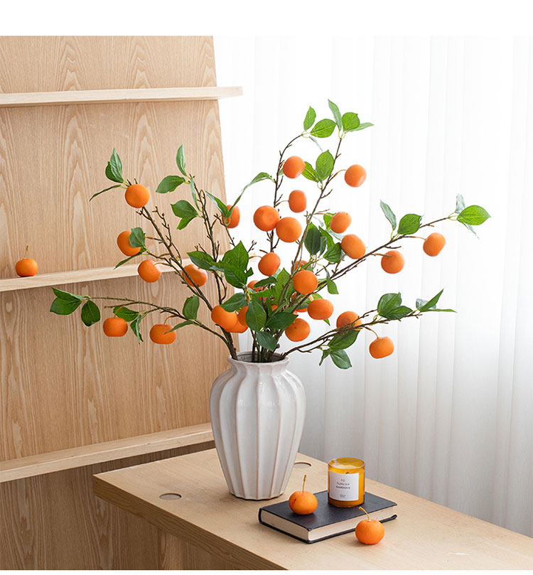 仿真花大吉金桔子装饰橘子果枝假花浆果实树枝客厅摆设花艺套装