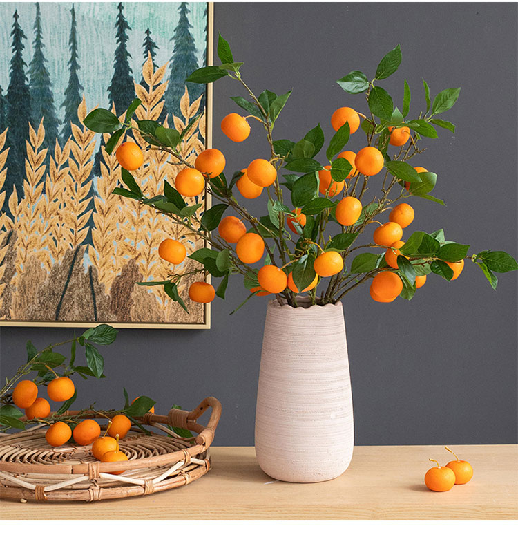 仿真花大吉金桔子装饰橘子果枝假花浆果实树枝客厅摆设花艺套装