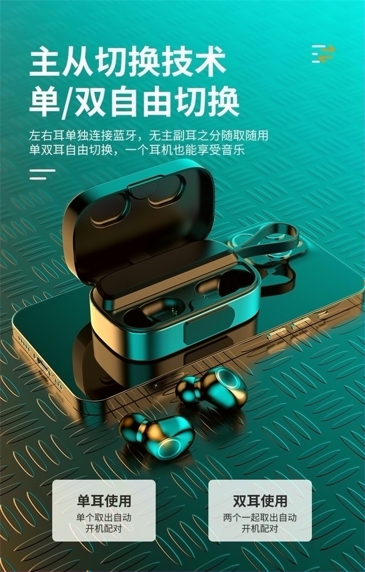 适用于oppo华为vivo苹果通用蓝牙耳机迷你入耳式高清镜面数显k2