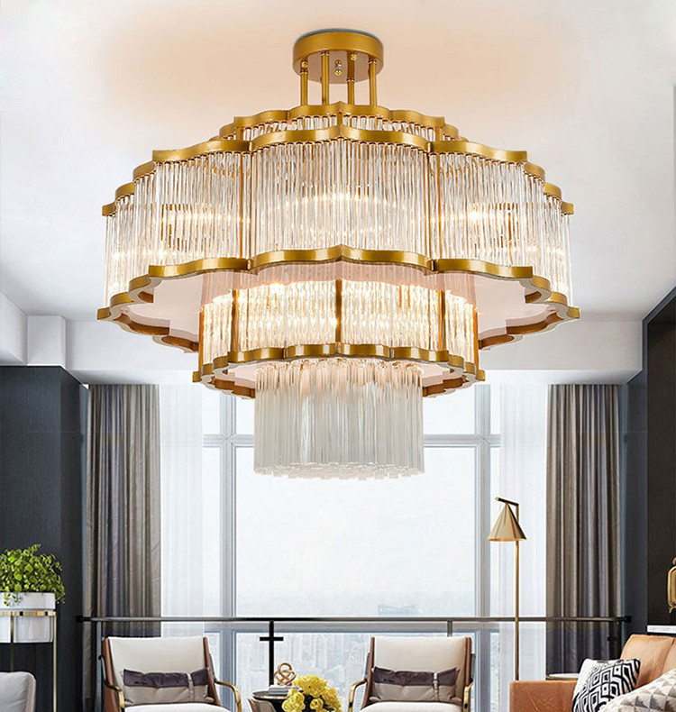 轻奢新中式吊灯水晶客厅餐厅简约现代包厢饭店酒店大厅复式楼别墅