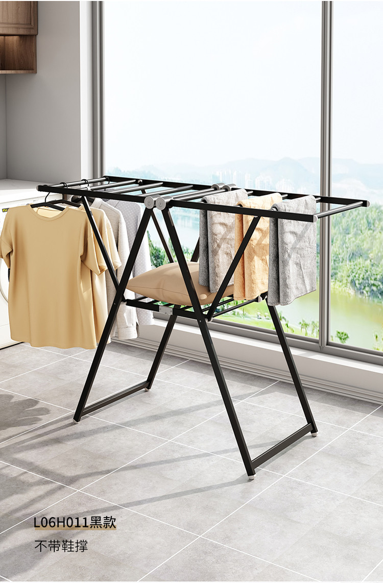 卡贝晾衣架落地式折叠室内家用阳台婴儿晒衣架可移动铝合金晒被架