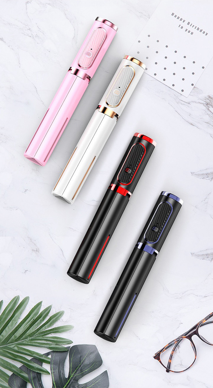 手机蓝牙自拍杆迷你便携三脚架远程遥控手持铝合金多功能伸缩杆