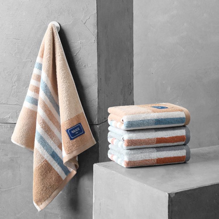 洁丽雅 长绒棉纯棉成人大毛巾全棉时尚条纹洗脸巾不易掉毛吸水加厚
