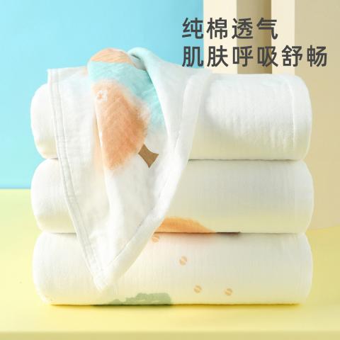 洁丽雅 1条装纯棉儿童纱布浴巾宝宝家用柔软吸水婴儿包被精梳棉纱布浴巾 图片 5