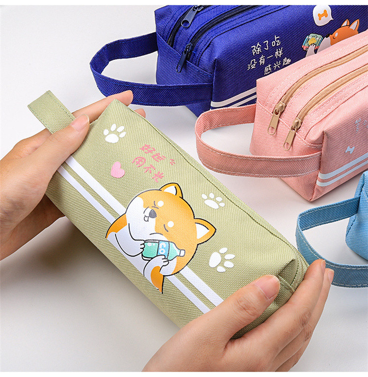 大容量笔袋女 ins风文具袋手拎双层笔袋卡通小清新可爱卡通小学生