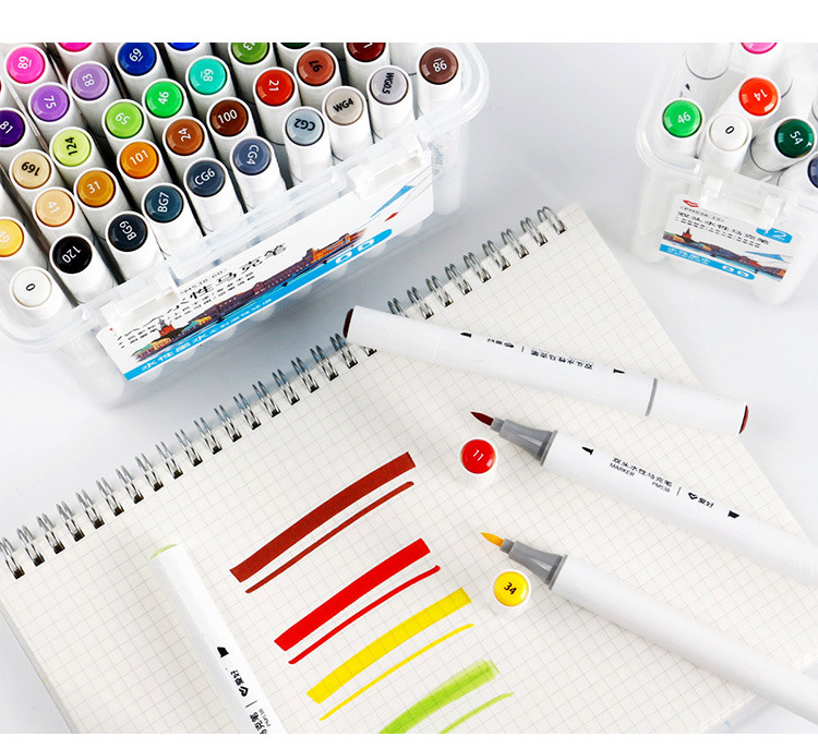 爱好双头水性马克笔可水洗108色油性美术生绘画笔儿童生日礼物