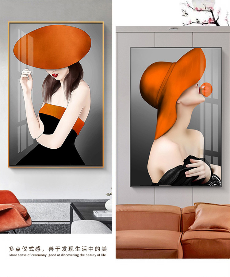 616抽象轻奢美女人物装饰画客厅玄关过道走廊现代简约挂画尺寸