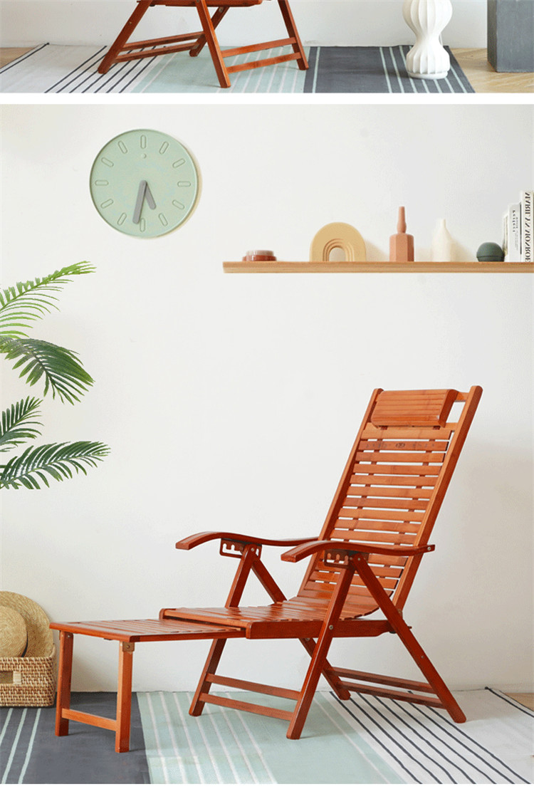 老人椅家用躺椅竹木靠背椅折叠椅户外躺椅折叠家用椅子阳台休闲椅