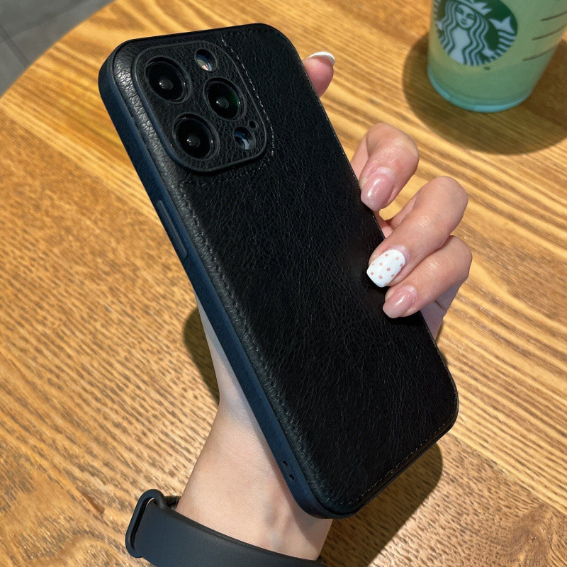 CYKE 皮革适用苹果15ProMax皮纹手机壳16Promax商务iPhone14/13保护套
