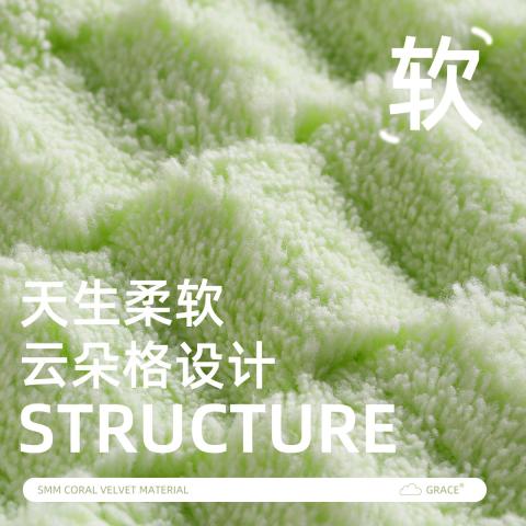 洁丽雅 2条珊瑚绒云朵格干发帽超强吸水浴帽发带女洗脸发箍包头巾 图片 7