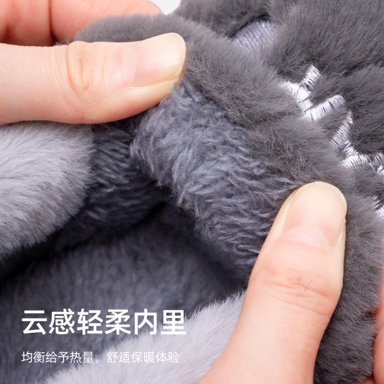 润柔 【断码处理】熊菠萝棉拖鞋女士室内家居保暖加绒舒适情侣男士棉鞋