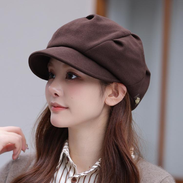 英瑞特 【一帽多戴】女秋冬季云朵八角帽韩版百搭贝雷帽显脸小复古画家帽