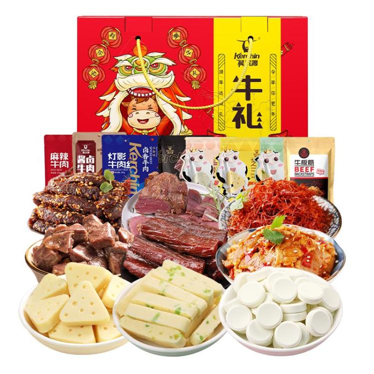 科尔沁 牛礼1005g牛肉零食礼盒节日送礼牛肉干大礼包中秋节礼盒内蒙特产 图 2
