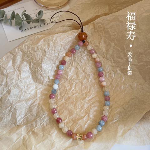 A LITTLE FLOWER 福禄寿发晶天然水晶手机链挂件女款精致手机挂绳简约手腕防丢挂饰 图片 4
