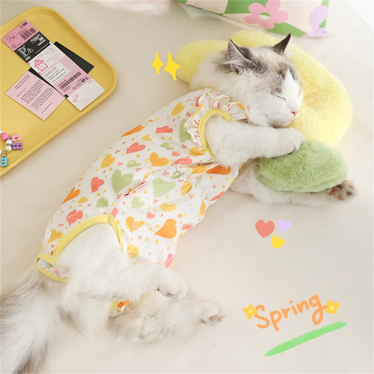 HOOPET 猫咪衣服防掉毛薄款夏季小猫断奶母猫护肚全包宠物幼猫夏天绝育服