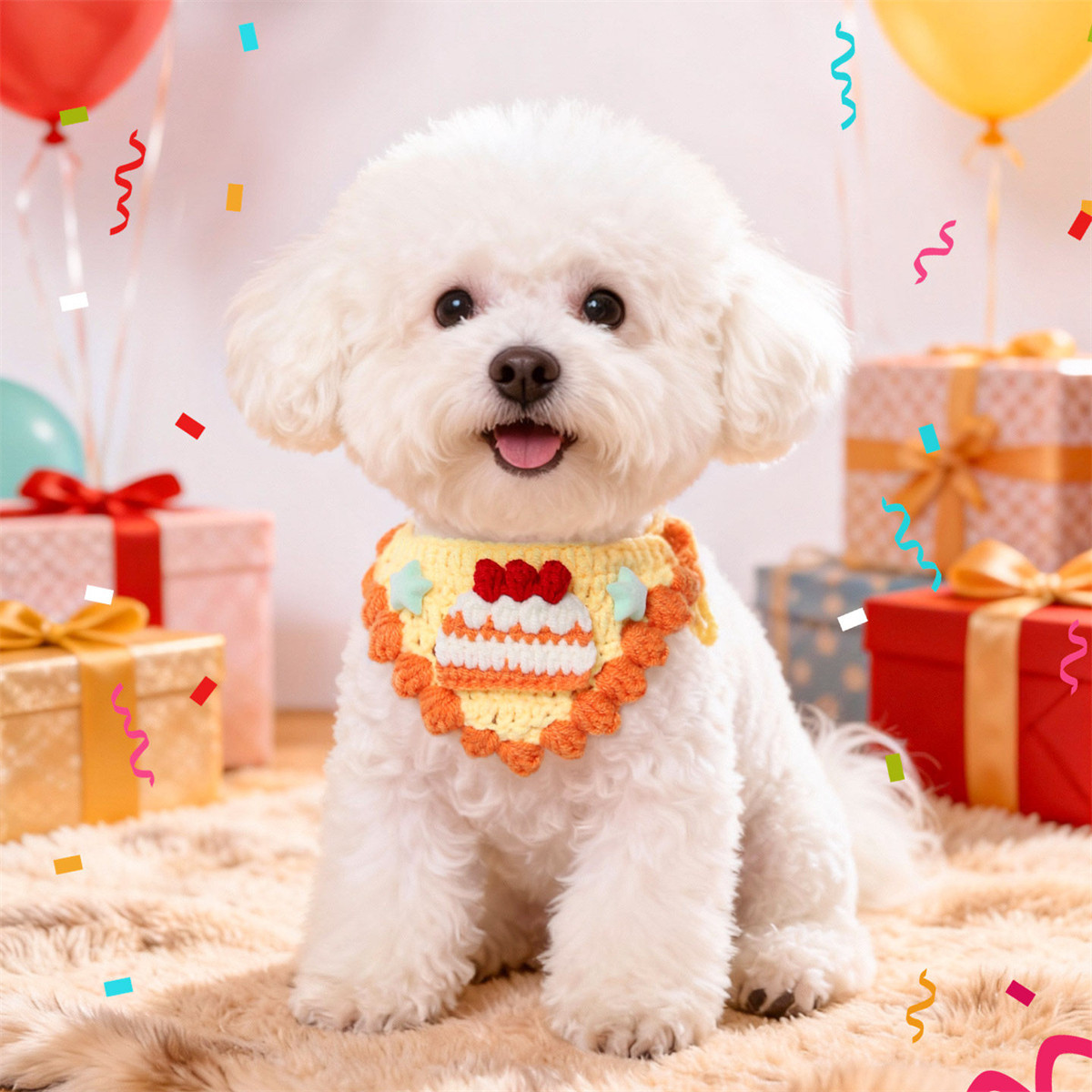 HOOPET 狗狗衣服小狗生日装扮蛋糕帽子装饰围脖猫咪围兜宠物小猫口水巾
