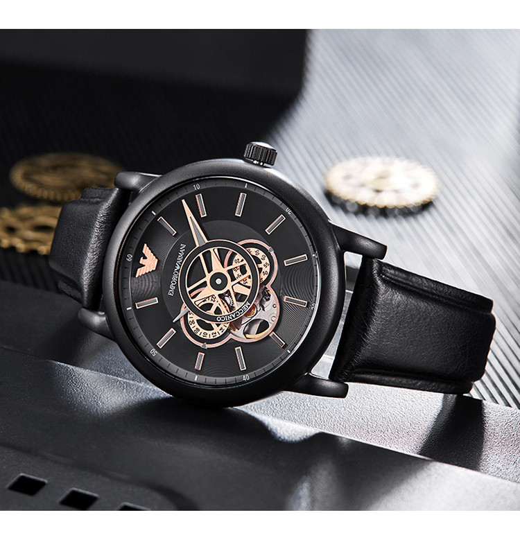 【明星同款】阿玛尼手表男潮流黑武士男士腕表全自动镂空机械男表