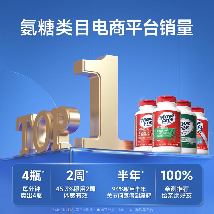 Schiff 益节Move Free氨糖软骨素维骨力氨糖钙片 绿瓶120粒