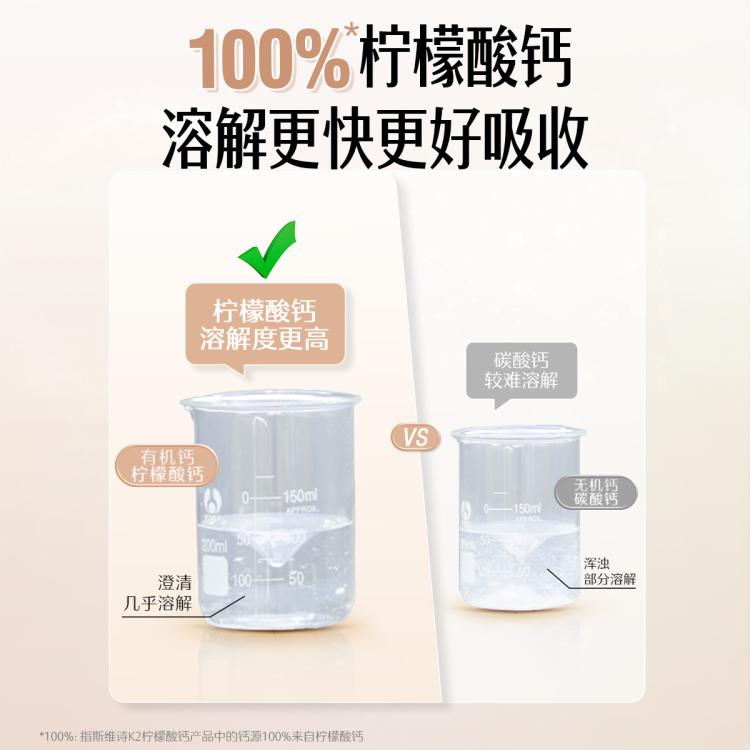 斯维诗 升级柠檬酸钙维生素D+300片*3迷你钙补钙片促吸收少腹担