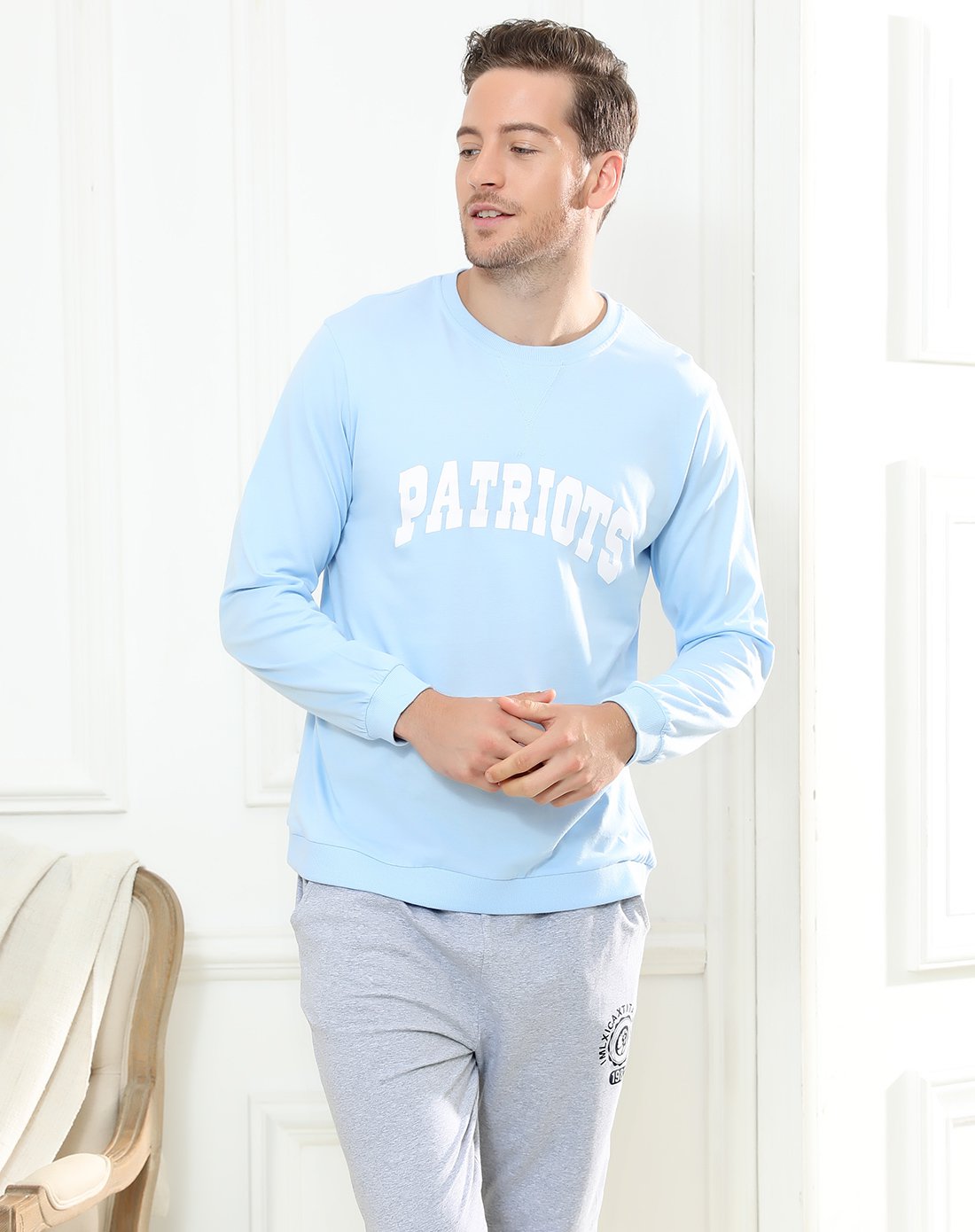 男士长袖长裤睡衣两件套休闲情侣款可外穿男士家居服