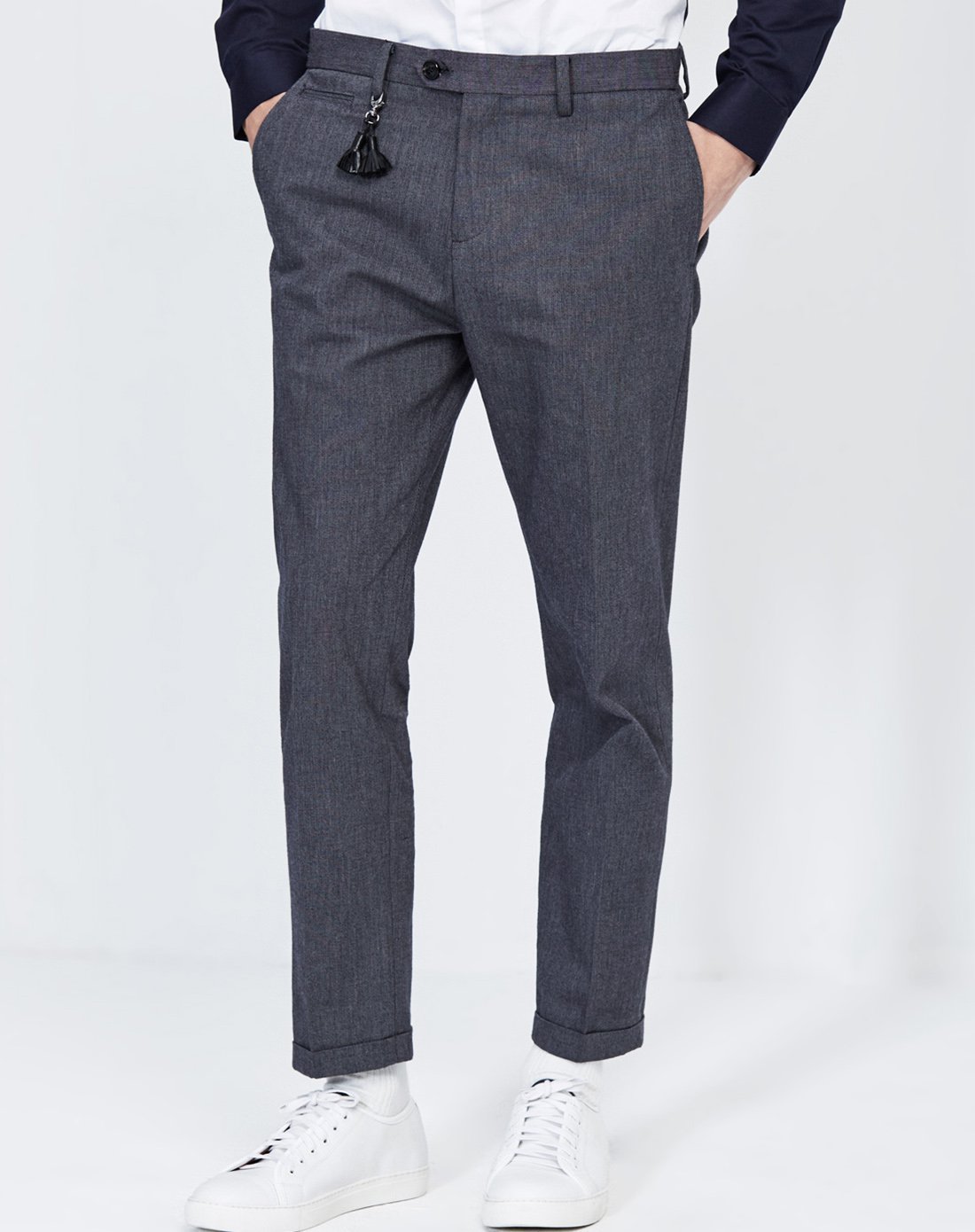 男士毛料卷边西裤