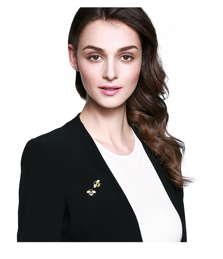 shes茜子复古滴油小蜜蜂2对装/双层链条女士胸针领针