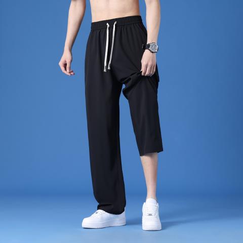 班尼路 春夏轻薄男款冰丝纯色时尚简约百搭透气舒适宽松直筒男士休闲长裤 图片 3