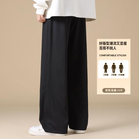 班尼路 【脚口设计感】阔腿休闲裤子男春夏运动宽松直筒百搭潮流针织长裤 图片 2