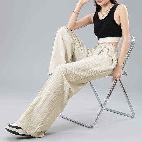 班尼路 山本裤女工装高腰垂感显瘦夏季休闲长裤宽松直筒慵懒阔腿裤褶皱 图片 5
