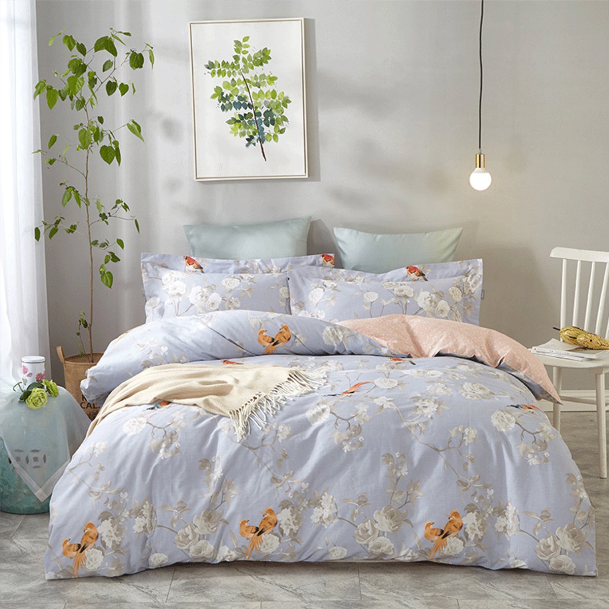 宝缦bermo家纺专场宝缦全棉高支高密床单式贴身透气舒适四件套花忆