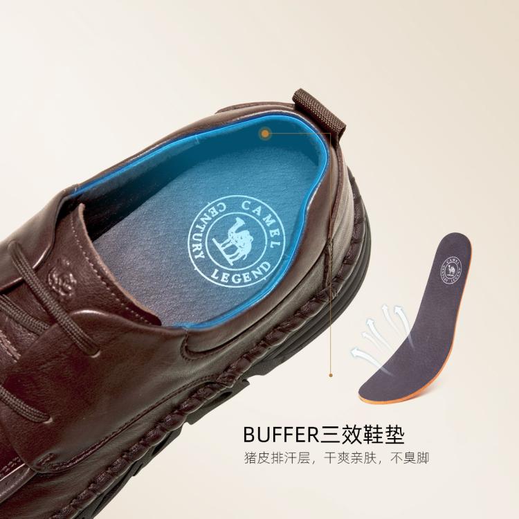 骆驼 【头层牛皮】春夏男牛皮手工鞋户外复古休闲皮鞋软底缝线鞋爸爸鞋