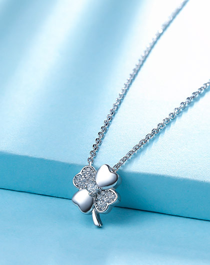 幸运四叶草锁骨链简约时尚s925银项链