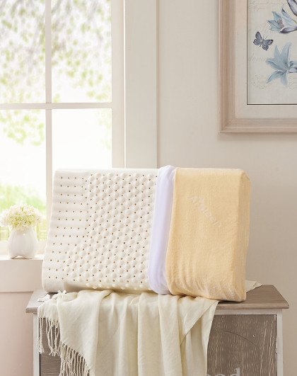 一对装泰国进口人体工学柔弹舒适护颈枕头枕芯乳胶枕