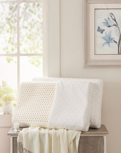 一对装泰国进口人体工学柔弹舒适护颈枕头枕芯乳胶枕