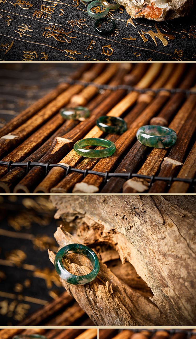 印度洋之玉.天然水草纹印度玉戒指