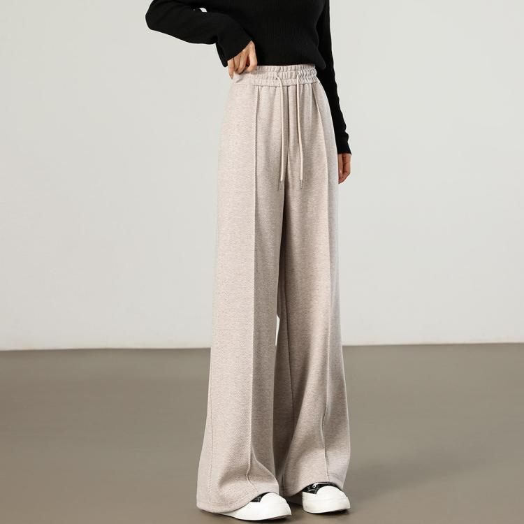 斯尔丽 【含羊毛人字纹阔腿裤】时尚女士通勤气质宽松长款休闲裤女裤