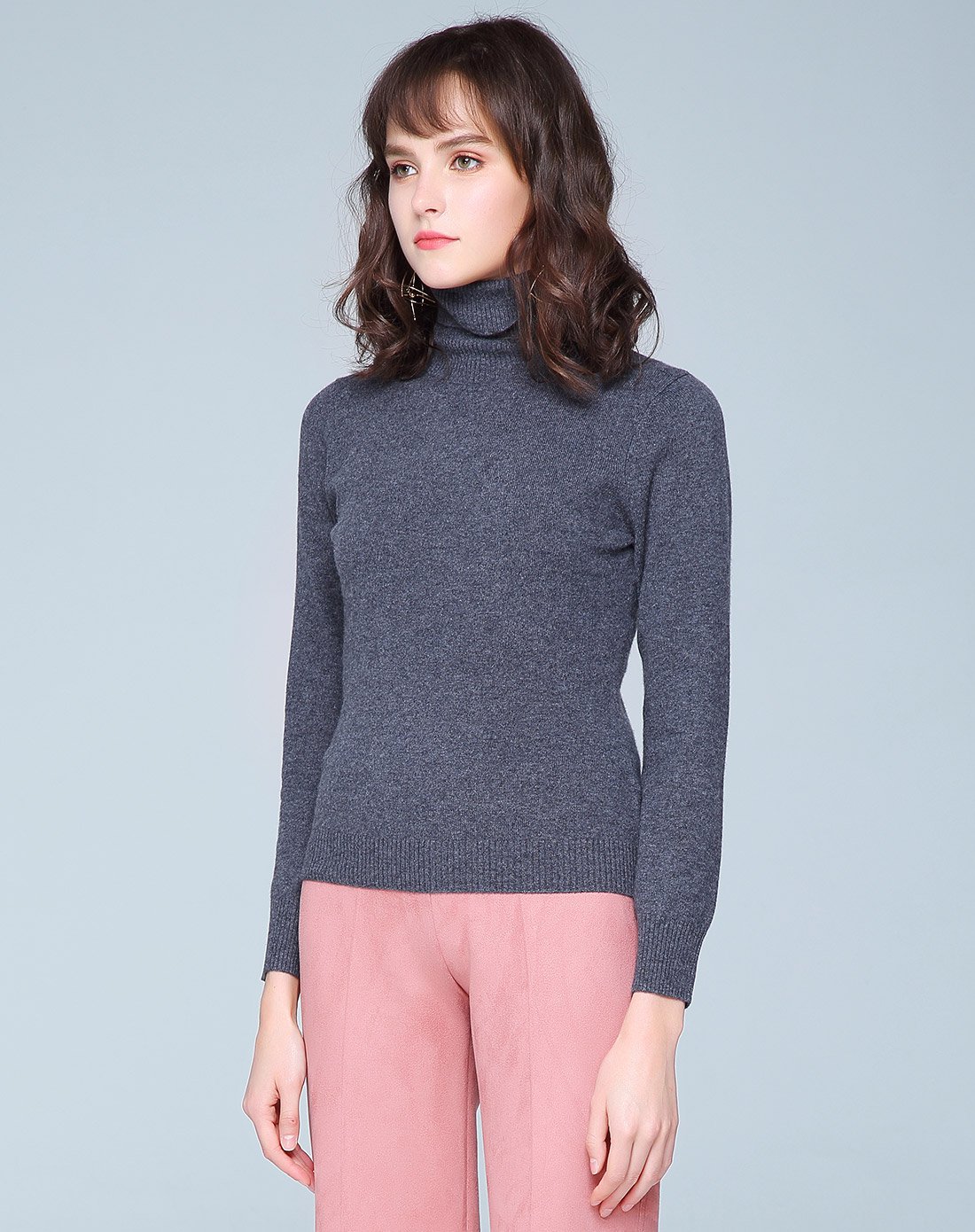 皮皮狗100%山羊绒两翻领羊绒套衫毛衣针织衫