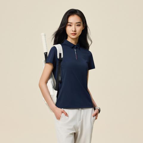 安踏 冰丝polo衫简约翻领短袖女装夏季休闲跑步羽毛球网球运动T恤 图片 7