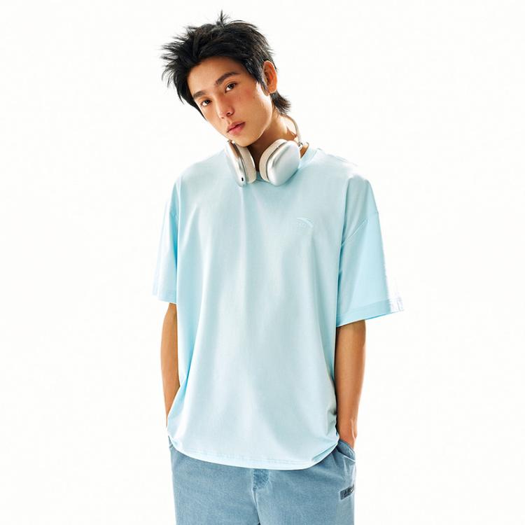安踏 针织短袖男女学生夏季薄款纯色圆领套头宽松透气t恤中性休闲上衣