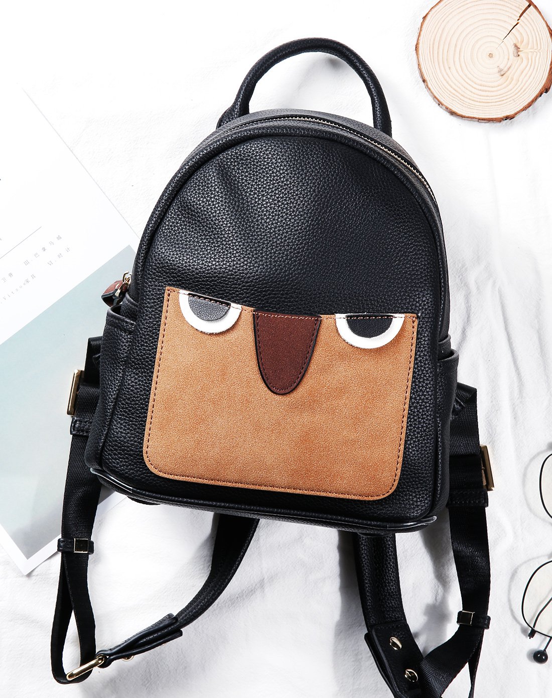 可爱猫头鹰 迷你双肩包黑色