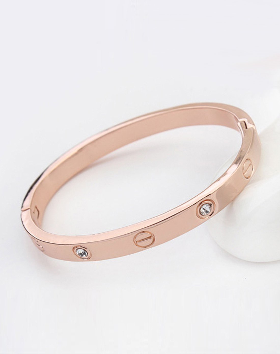 前半生同款~一字纹 镶钻玫瑰金手镯