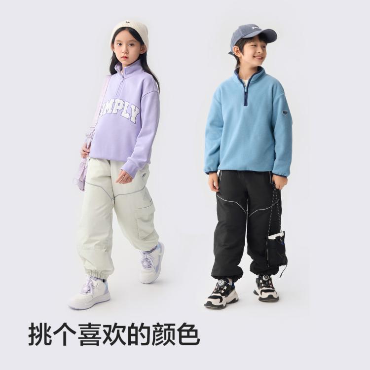 巴拉巴拉 户外防水棉裤儿童裤子加绒男童女童裤子冬款小童中大童运动裤保暖 图 4