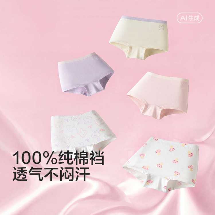巴拉巴拉 100%棉裆底五条装成长期儿童内裤男童女童四角裤透气不闷汗