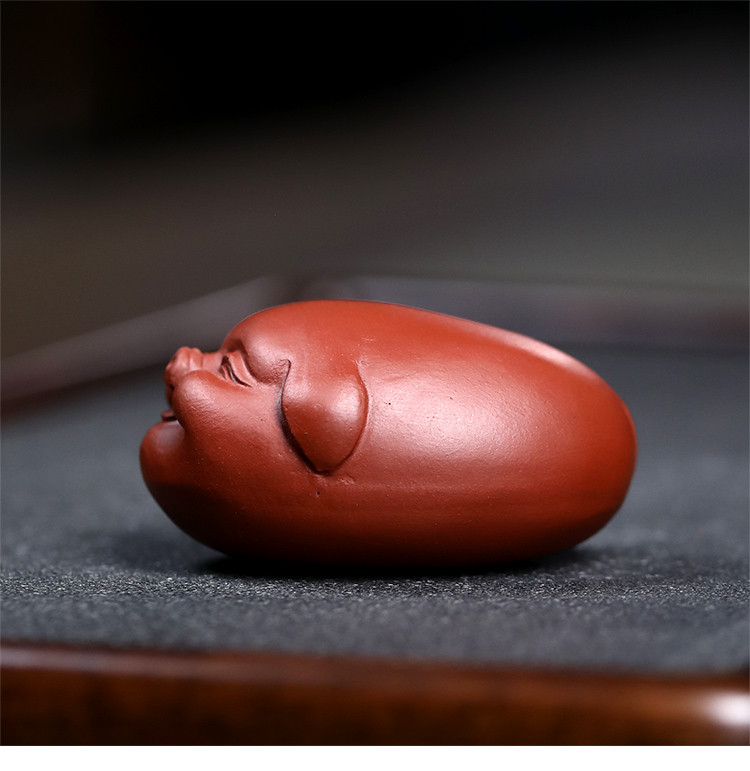 紫砂艺人乔辰宜兴紫砂福气开心猪茶宠摆件功夫茶道配件把玩件