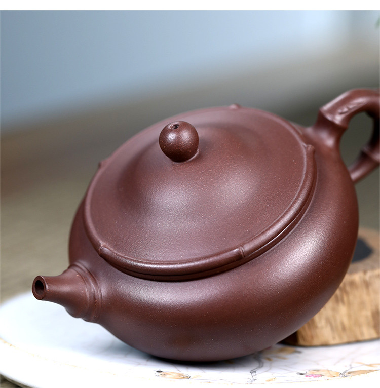 工艺师胡恋300cc宜兴原矿紫泥线竹手工紫砂壶泡茶壶养生壶茶壶