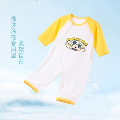 迪士尼 【凊仓福利】婴儿连体衣夏季薄款纯棉长袖哈衣新生儿宝宝外出爬服 图片 4